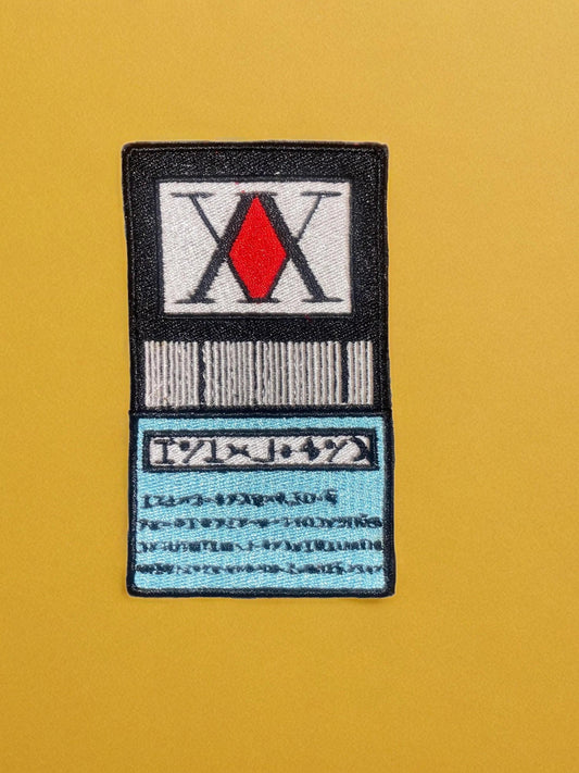 Anime inspired hunter license card embroidered iron on patch for clothes and accessories.