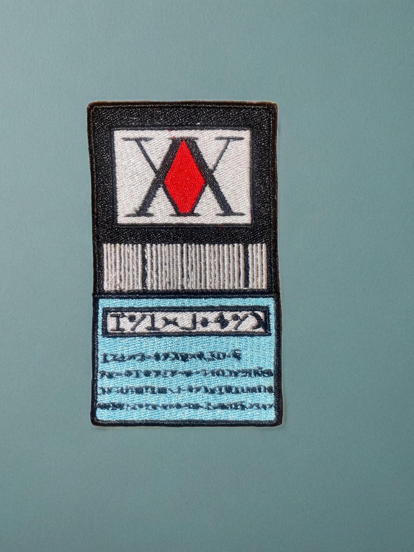 Anime inspired hunter license card embroidered iron on patch for clothes and accessories.