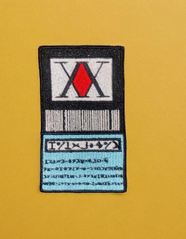 Anime Inspired Hunter License Card/Pin Embroidered Iron On Patch For Clothes And Accessories
